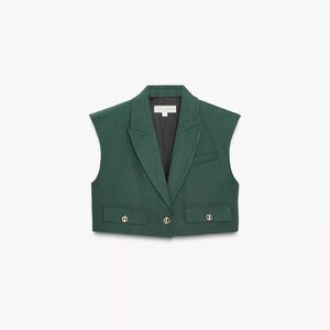 Green Sleeveless Blazer Vest